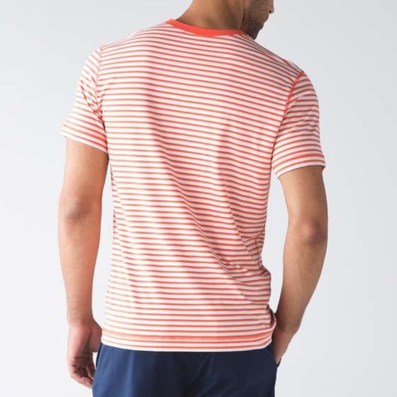 Lululemon Step Stripe Angel Wing Cape Red 5 Year Basic V-Neck Short Sleeve Shirt - Picture 2 of 7